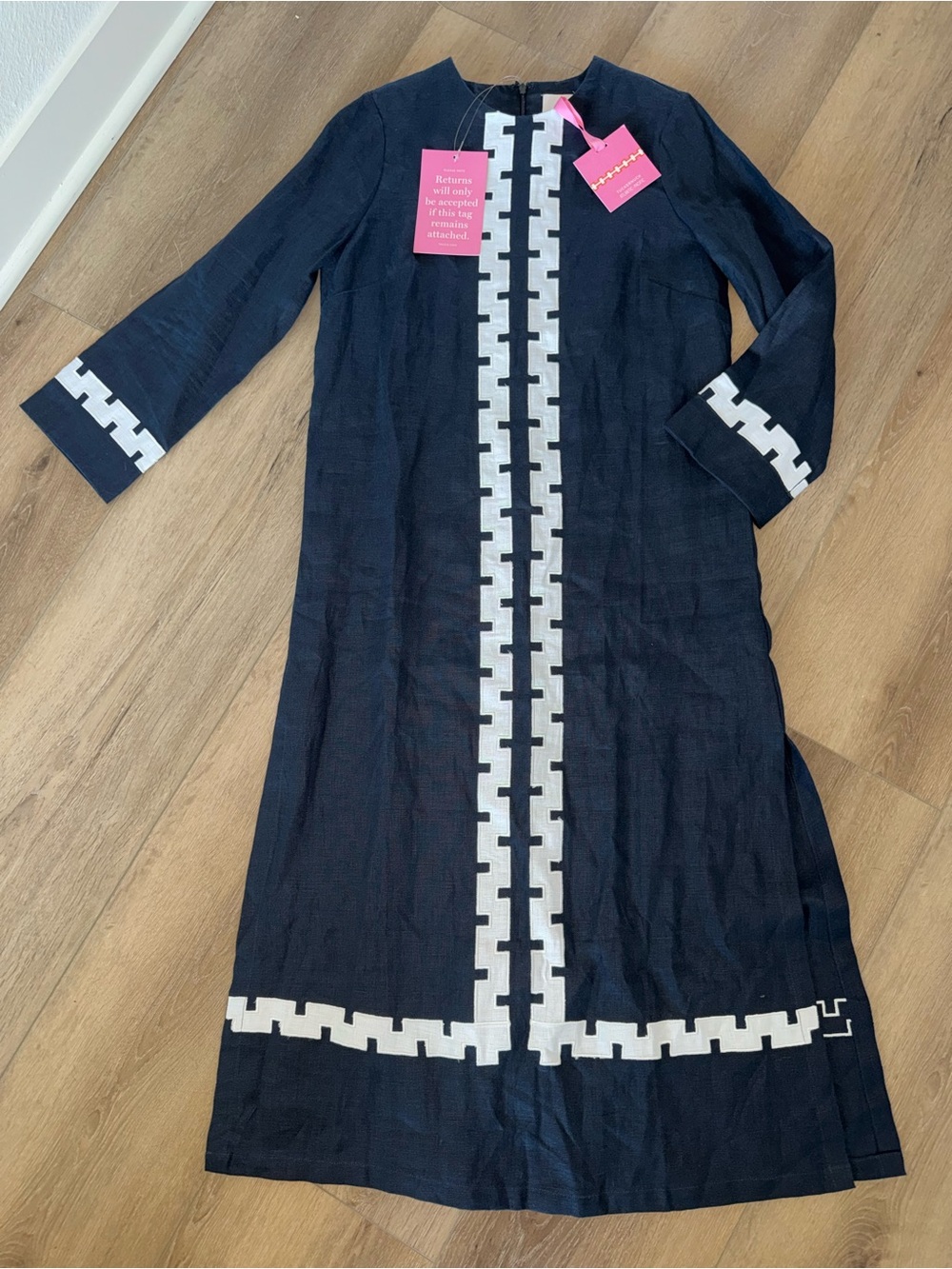 NWT Tuckernuck X Atlantic Pacific Hartman Navy Blue Linen Midi Shirt Dress S